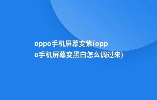 oppo手机屏幕变紫(oppo手机屏幕变黑白怎么调过来)