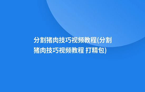 分割猪肉技巧视频教程(分割猪肉技巧视频教程 打精包)