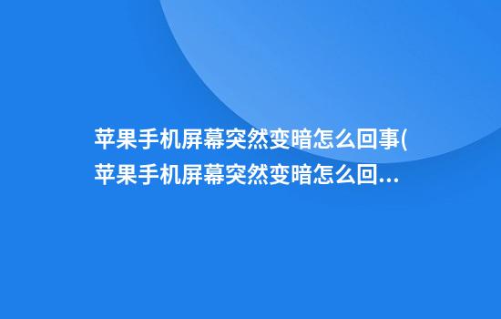 苹果手机屏幕突然变暗怎么回事(苹果手机屏幕突然变暗怎么回事)