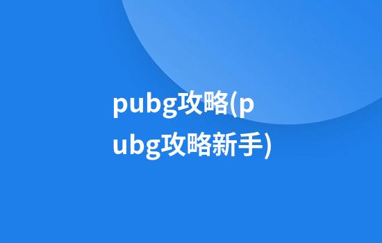 pubg攻略(pubg攻略新手)