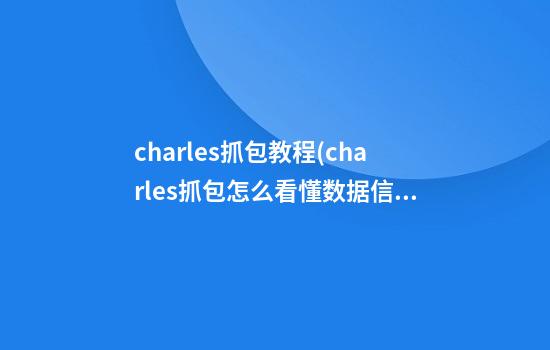 charles抓包教程(charles抓包怎么看懂数据信息)