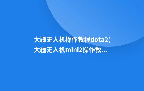 大疆无人机操作教程dota2(大疆无人机mini2操作教程)