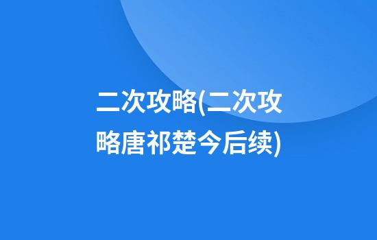 二次攻略(二次攻略唐祁楚今后续)