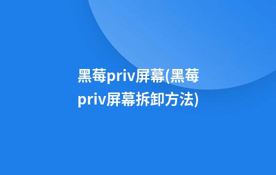 黑莓priv屏幕(黑莓priv屏幕拆卸方法)