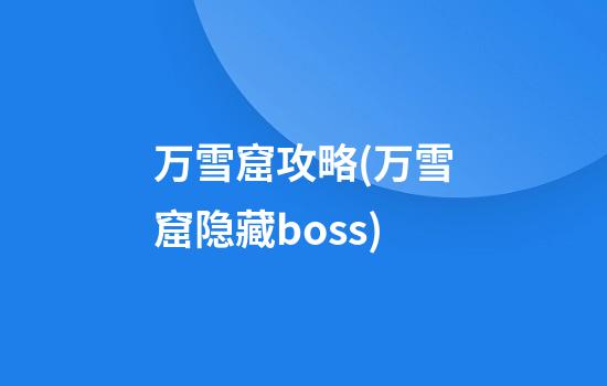 万雪窟攻略(万雪窟隐藏boss)