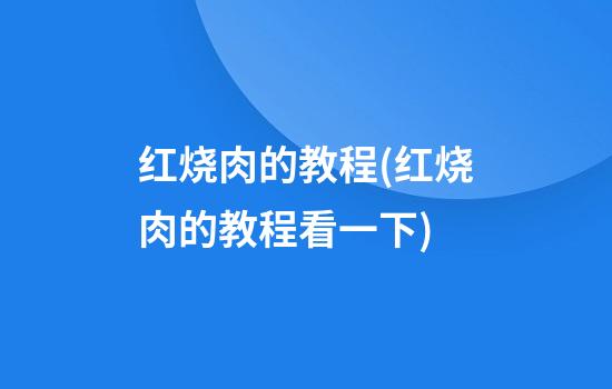 红烧肉的教程(红烧肉的教程看一下)