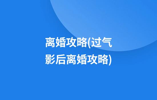 离婚攻略(过气影后离婚攻略)