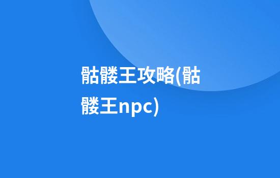 骷髅王攻略(骷髅王npc)