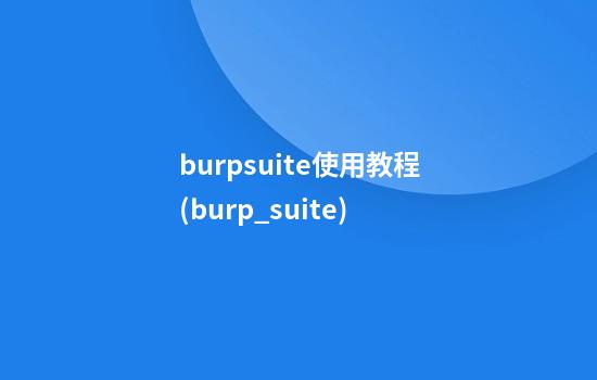 burpsuite使用教程(burp_suite)