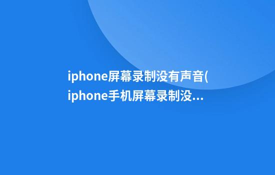 iphone屏幕录制没有声音(iphone手机屏幕录制没有声音)