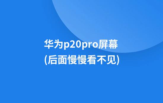 华为p20pro屏幕(后面慢慢看不见)