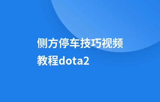 侧方停车技巧视频教程dota2