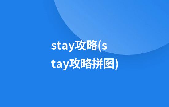 stay攻略(stay攻略拼图)