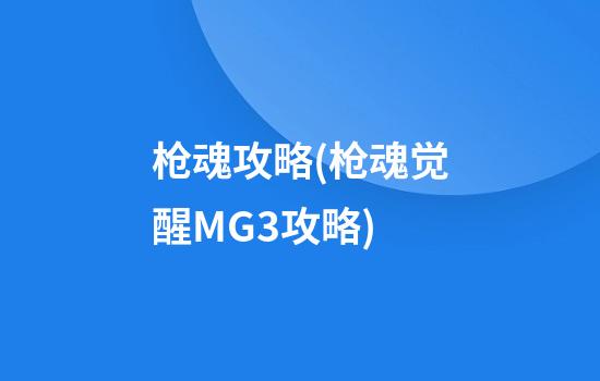 枪魂攻略(枪魂觉醒MG3攻略)