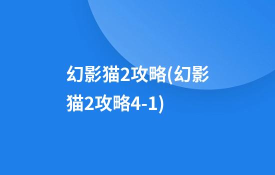 幻影猫2攻略(幻影猫2攻略4-1)