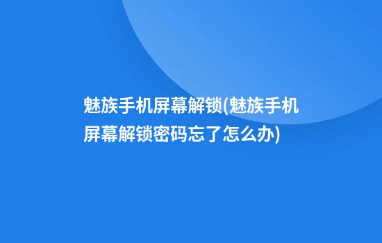 魅族手机屏幕解锁(魅族手机屏幕解锁密码忘了怎么办)