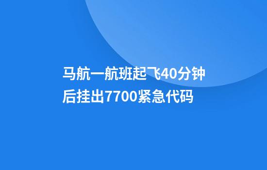 马航一航班起飞40分钟后挂出7700紧急代码