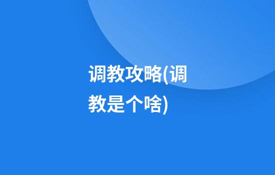 调教攻略(调教是个啥)