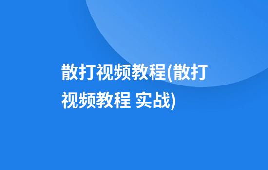 散打视频教程(散打视频教程 实战)