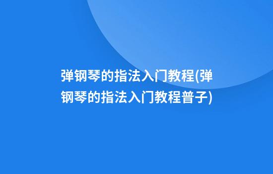 弹钢琴的指法入门教程(弹钢琴的指法入门教程普子)