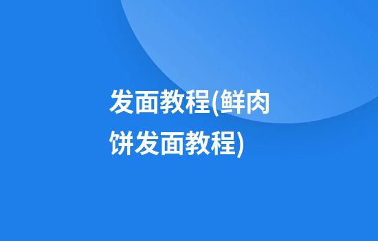 发面教程(鲜肉饼发面教程)