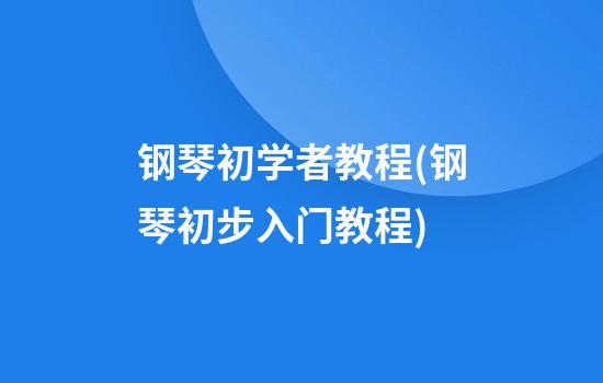 钢琴初学者教程(钢琴初步入门教程)