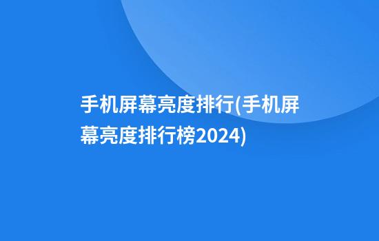 手机屏幕亮度排行(手机屏幕亮度排行榜2024)