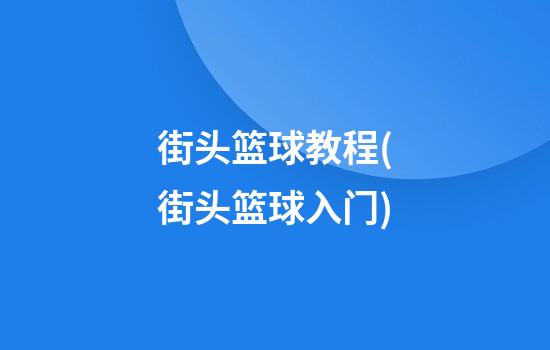 街头篮球教程(街头篮球入门)