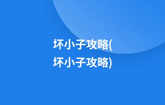 坏小子攻略(坏小子攻略)