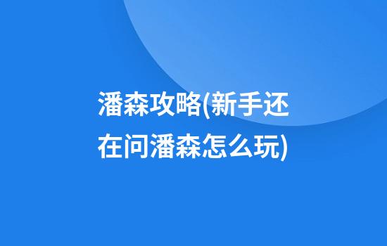 潘森攻略(新手还在问潘森怎么玩)